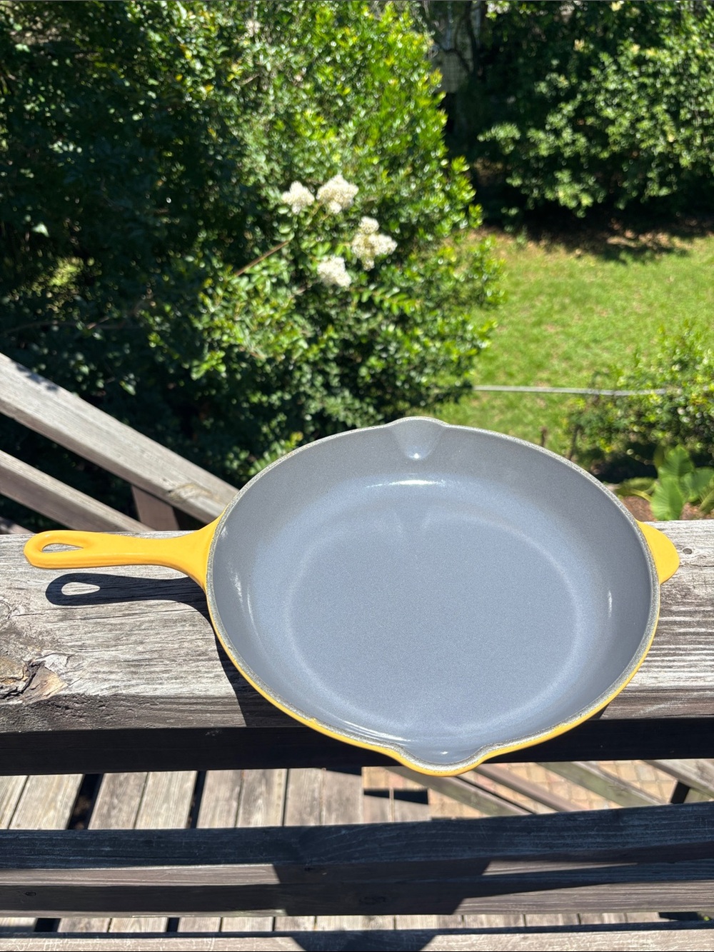 Vintage Le Creuset Enamelled Cast Iron Skillet Saffron Color
